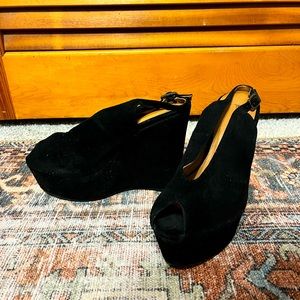 Black Suede platform wedges